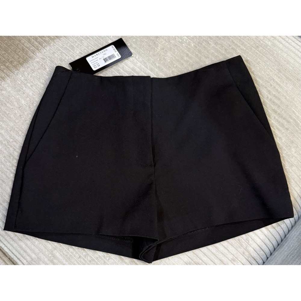 NWT MSRP $128 Marciano Shorts Womens Maricela Jet Black Pockets Size US XS EU 38